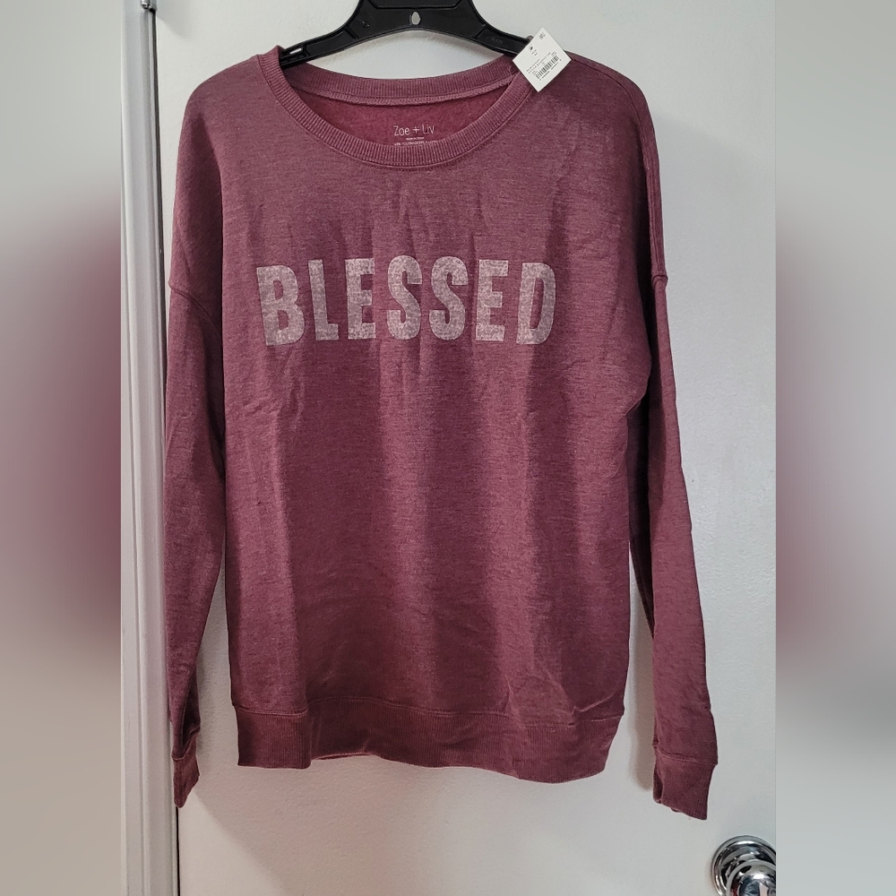 Zoe + Liv Maroon 'Blessed' Sweatshirt